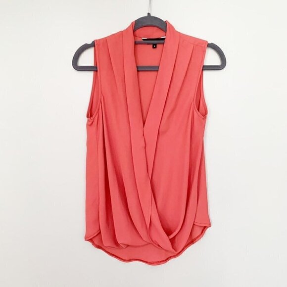 5/$25 New look coral drape front sleeveless tank top - Picture 1 of 8